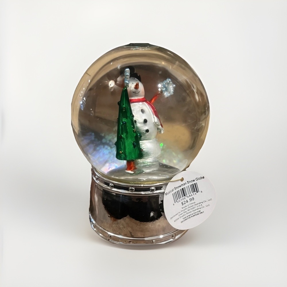 Vintage 2006 Musical Snowman Snow Globe‎ Christmas Tree Gibson Gordmans